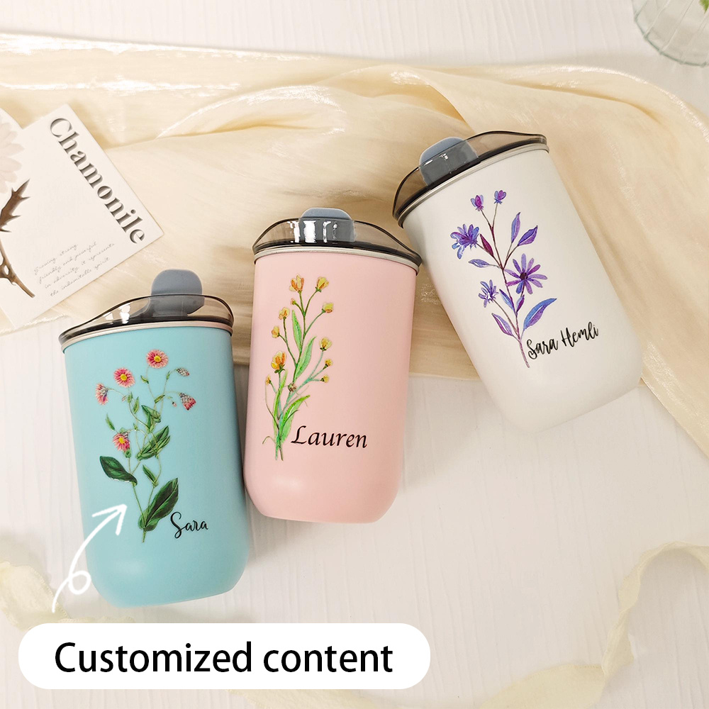 Coffee Equipment Eu - Tumbler Stainless Steel Motif Bunga Kelahiran